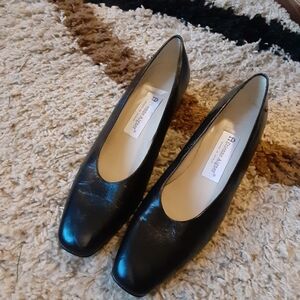 Etienne Aigner Black Leather Block Small Heels Women's 8.5M Business Casual